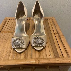 Audrey Brooke Shoes Satin Black Ruffle Heel Size 6 Poshmark
